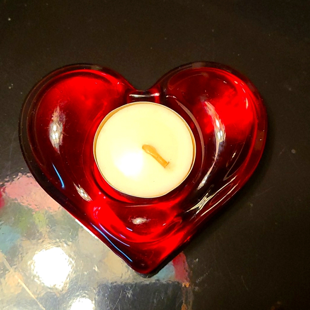 Heart Candle Holder w/ Tea Light Candle Set NWT